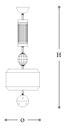 Dimensiones de la lámpara colgante Odette Odile Incanto de Italamp
